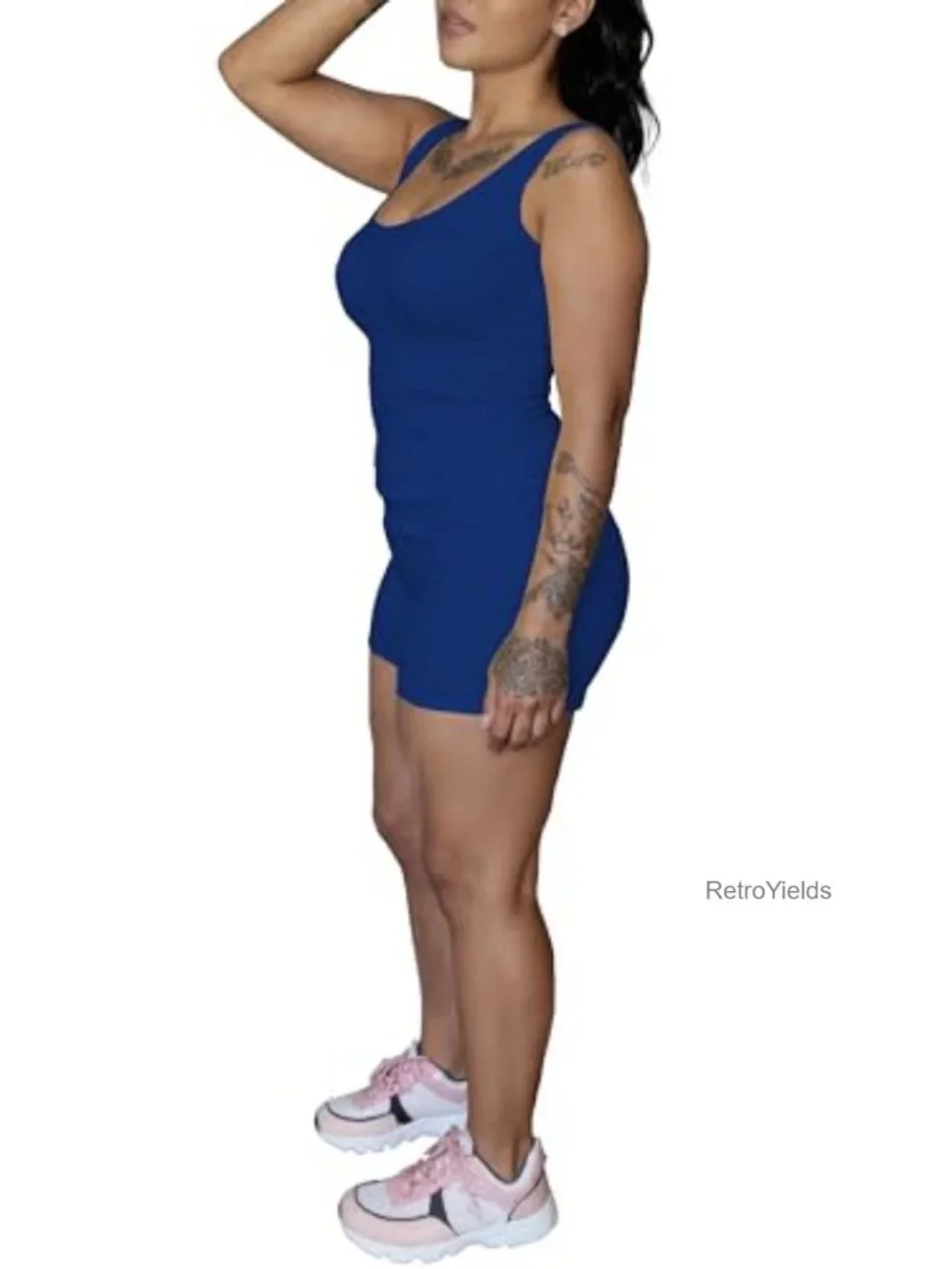 Women's Sleeveless Two Piece Tank & Shorts Lounge Workout Athletic Matching Set